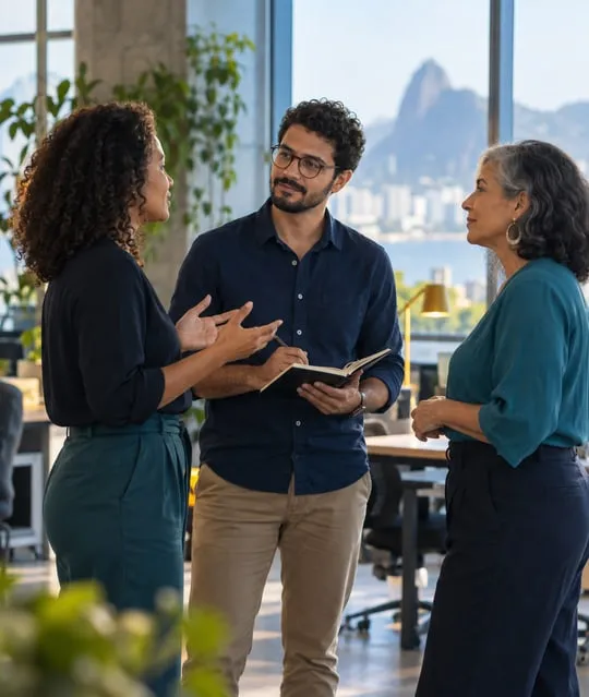 Pessoas reunidas para colaborar em um projeto